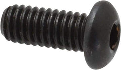 Made in USA - 5/16-18 UNC Hex Socket Drive, Button Screw - Alloy Steel, Black Oxide Finish, Fully Threaded, 3/4" Length Under Head - Exact Tool & Supply