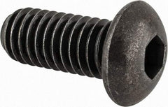 Made in USA - 3/8-16 UNC Hex Socket Drive, Button Screw - Alloy Steel, Black Oxide Finish, Fully Threaded, 7/8" Length Under Head - Exact Tool & Supply
