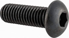 Made in USA - 1/2-13 UNC Hex Socket Drive, Button Screw - Alloy Steel, Black Oxide Finish, Fully Threaded, 1-1/2" Length Under Head - Exact Tool & Supply