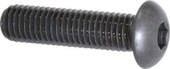 Made in USA - 1/2-13 UNC Hex Socket Drive, Button Screw - Alloy Steel, Black Oxide Finish, Fully Threaded, 2" Length Under Head - Exact Tool & Supply