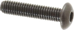 Made in USA - #10-32 UNF Hex Socket Drive, Button Screw - Alloy Steel, Black Oxide Finish, Fully Threaded, 7/8" Length Under Head - Exact Tool & Supply