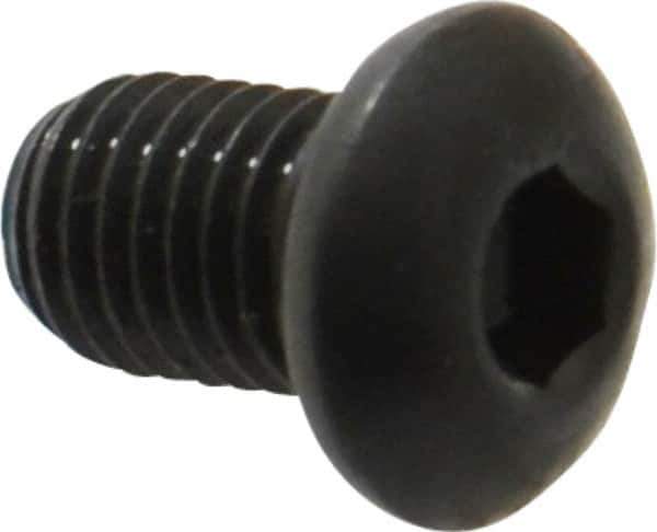 Made in USA - 1/4-28 UNF Hex Socket Drive, Button Screw - Alloy Steel, Black Oxide Finish, Fully Threaded, 3/8" Length Under Head - Exact Tool & Supply