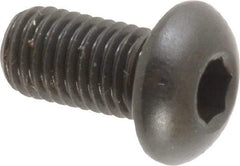 Made in USA - 1/4-28 UNF Hex Socket Drive, Button Screw - Alloy Steel, Black Oxide Finish, Fully Threaded, 1/2" Length Under Head - Exact Tool & Supply