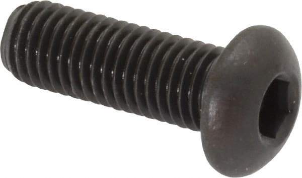 Made in USA - 1/4-28 UNF Hex Socket Drive, Button Screw - Alloy Steel, Black Oxide Finish, Fully Threaded, 3/4" Length Under Head - Exact Tool & Supply