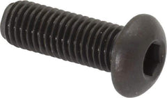 Made in USA - 1/4-28 UNF Hex Socket Drive, Button Screw - Alloy Steel, Black Oxide Finish, Fully Threaded, 3/4" Length Under Head - Exact Tool & Supply