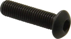 Made in USA - 1/4-28 UNF Hex Socket Drive, Button Screw - Alloy Steel, Black Oxide Finish, Fully Threaded, 1" Length Under Head - Exact Tool & Supply