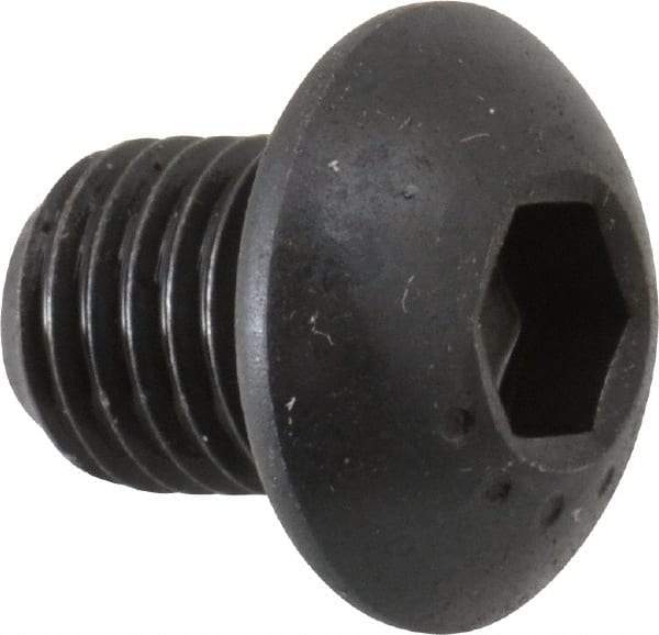 Made in USA - 5/16-24 UNF Hex Socket Drive, Button Screw - Alloy Steel, Black Oxide Finish, Fully Threaded, 3/8" Length Under Head - Exact Tool & Supply