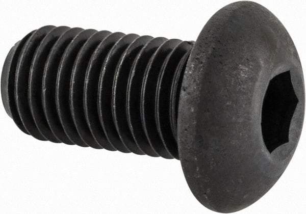 Made in USA - 5/16-24 UNF Hex Socket Drive, Button Screw - Alloy Steel, Black Oxide Finish, Fully Threaded, 5/8" Length Under Head - Exact Tool & Supply