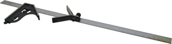 SPI - 3 Piece, 24" Combination Square Set - 1/100, 1/32, 1/50 & 1/64" (16R) Graduation, Hardened Steel Blade, Cast Iron Center & Square Head - Exact Tool & Supply