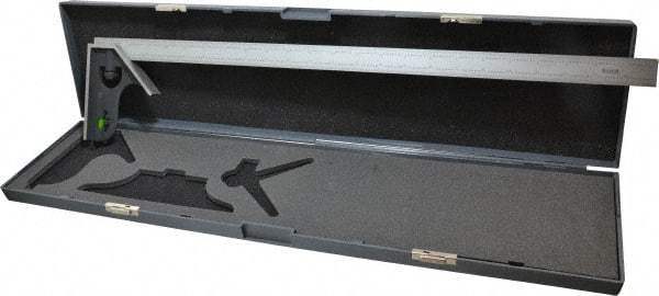 SPI - 2 Piece, 24" Combination Square Set - 1/32 & 1/64" (English/Metric) Graduation, Hardened Steel Blade, Cast Iron Square Head - Exact Tool & Supply