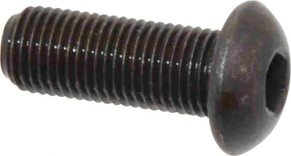 Made in USA - 3/8-24 UNF Hex Socket Drive, Button Screw - Alloy Steel, Black Oxide Finish, Fully Threaded, 1" Length Under Head - Exact Tool & Supply