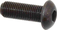 Made in USA - 3/8-24 UNF Hex Socket Drive, Button Screw - Alloy Steel, Black Oxide Finish, Fully Threaded, 1" Length Under Head - Exact Tool & Supply