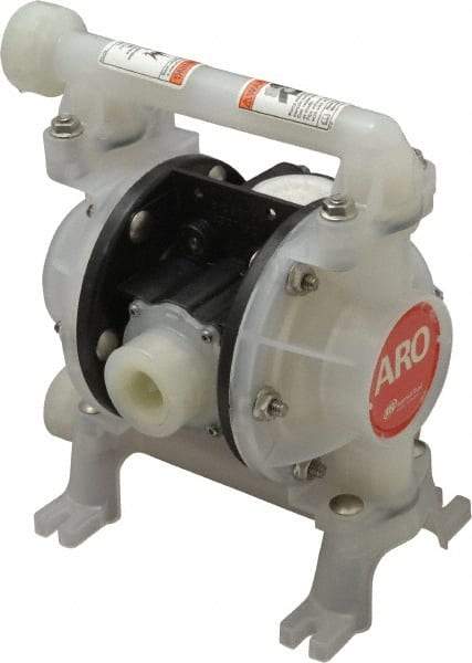 ARO/Ingersoll-Rand - 3/8" NPT, Nonmetallic, Air Operated Diaphragm Pump - PTFE Diaphragm, Polypropylene Housing - Exact Tool & Supply