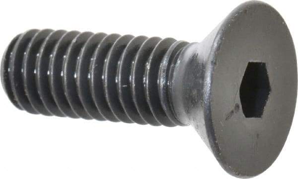 Made in USA - 5/16-18 UNC Hex Socket Drive, 82° Flat Screw - Alloy Steel, Black Oxide Finish, Fully Threaded, 1" OAL - Exact Tool & Supply