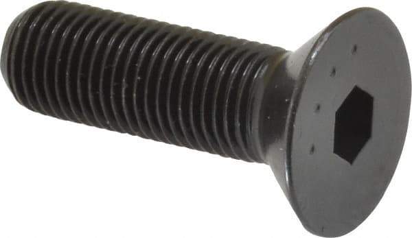 Made in USA - 3/8-24 UNF Hex Socket Drive, 82° Flat Screw - Alloy Steel, Black Oxide Finish, Fully Threaded, 1-1/4" OAL - Exact Tool & Supply