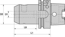 Kennametal - HSK80A Taper Shank 20mm Hole End Mill Holder/Adapter - 52mm Nose Diam, 100mm Projection, Through-Spindle Coolant - Exact Tool & Supply