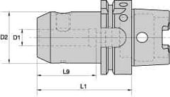 Kennametal - HSK100A Taper Shank 3/8" Hole End Mill Holder/Adapter - 1" Nose Diam, 3" Projection, Through-Spindle Coolant - Exact Tool & Supply