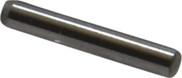 Made in USA - 1/16" Diam x 3/8" Pin Length Grade 8 Alloy Steel Standard Dowel Pin - Bright Finish, 1 Beveled & 1 Rounded End - Exact Tool & Supply