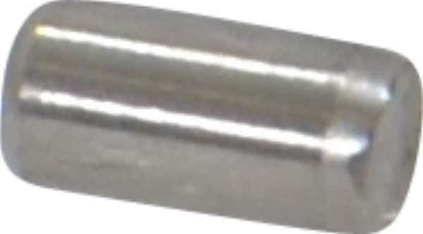 Made in USA - 3/32" Diam x 3/16" Pin Length Grade 8 Alloy Steel Standard Dowel Pin - Bright Finish, 1 Beveled & 1 Rounded End - Exact Tool & Supply