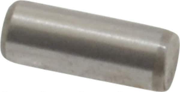 Made in USA - 3/32" Diam x 1/4" Pin Length Grade 8 Alloy Steel Standard Dowel Pin - Bright Finish, 1 Beveled & 1 Rounded End - Exact Tool & Supply