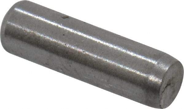 Made in USA - 3/32" Diam x 5/16" Pin Length Grade 8 Alloy Steel Standard Dowel Pin - Bright Finish, 1 Beveled & 1 Rounded End - Exact Tool & Supply