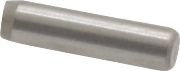 Made in USA - 3/32" Diam x 3/8" Pin Length Grade 8 Alloy Steel Standard Dowel Pin - Bright Finish, 1 Beveled & 1 Rounded End - Exact Tool & Supply