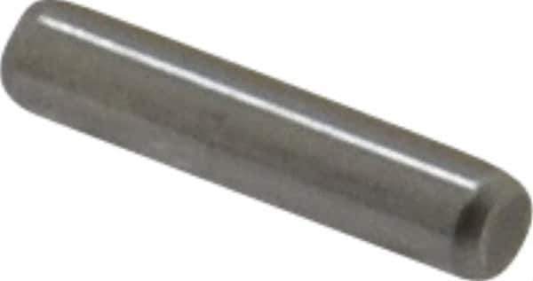 Made in USA - 3/32" Diam x 7/16" Pin Length Grade 8 Alloy Steel Standard Dowel Pin - Bright Finish, 1 Beveled & 1 Rounded End - Exact Tool & Supply