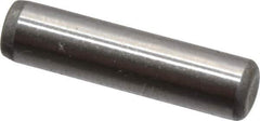 Made in USA - 1/8" Diam x 1/2" Pin Length Grade 8 Alloy Steel Standard Dowel Pin - Bright Finish, C 47-58 & C 60 (Surface) Hardness, 1,840 Lb (Single Shear), 3,680 Lb (Double Shear) Breaking Strength, 1 Beveled & 1 Rounded End - Exact Tool & Supply