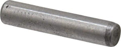 Made in USA - 1/8" Diam x 5/8" Pin Length Grade 8 Alloy Steel Standard Dowel Pin - Bright Finish, C 47-58 & C 60 (Surface) Hardness, 1,840 Lb (Single Shear), 3,680 Lb (Double Shear) Breaking Strength, 1 Beveled & 1 Rounded End - Exact Tool & Supply