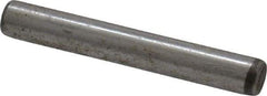 Made in USA - 1/8" Diam x 7/8" Pin Length Grade 8 Alloy Steel Standard Dowel Pin - Bright Finish, C 47-58 & C 60 (Surface) Hardness, 1,840 Lb (Single Shear), 3,680 Lb (Double Shear) Breaking Strength, 1 Beveled & 1 Rounded End - Exact Tool & Supply