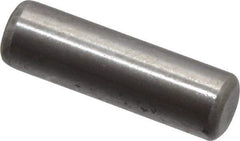 Made in USA - 3/16" Diam x 5/8" Pin Length Grade 8 Alloy Steel Standard Dowel Pin - Bright Finish, C 47-58 & C 60 (Surface) Hardness, 4,150 Lb (Single Shear), 8,300 Lb (Double Shear) Breaking Strength, 1 Beveled & 1 Rounded End - Exact Tool & Supply