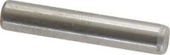 Made in USA - 3/16" Diam x 1" Pin Length Grade 8 Alloy Steel Standard Dowel Pin - Bright Finish, C 47-58 & C 60 (Surface) Hardness, 4,150 Lb (Single Shear), 8,300 Lb (Double Shear) Breaking Strength, 1 Beveled & 1 Rounded End - Exact Tool & Supply