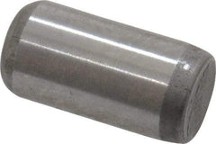 Made in USA - 1/4" Diam x 1/2" Pin Length Grade 8 Alloy Steel Standard Dowel Pin - Bright Finish, C 47-58 & C 60 (Surface) Hardness, 14,720 Lb (Double Shear), 7,360 Lb (Single Shear) Breaking Strength, 1 Beveled & 1 Rounded End - Exact Tool & Supply