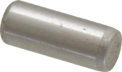 Made in USA - 1/4" Diam x 5/8" Pin Length Grade 8 Alloy Steel Standard Dowel Pin - Bright Finish, C 47-58 & C 60 (Surface) Hardness, 14,720 Lb (Double Shear), 7,360 Lb (Single Shear) Breaking Strength, 1 Beveled & 1 Rounded End - Exact Tool & Supply