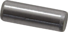 Made in USA - 1/4" Diam x 3/4" Pin Length Grade 8 Alloy Steel Standard Dowel Pin - Bright Finish, C 47-58 & C 60 (Surface) Hardness, 14,720 Lb (Double Shear), 7,360 Lb (Single Shear) Breaking Strength, 1 Beveled & 1 Rounded End - Exact Tool & Supply