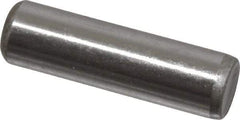 Made in USA - 1/4" Diam x 7/8" Pin Length Grade 8 Alloy Steel Standard Dowel Pin - Bright Finish, C 47-58 & C 60 (Surface) Hardness, 14,720 Lb (Double Shear), 7,360 Lb (Single Shear) Breaking Strength, 1 Beveled & 1 Rounded End - Exact Tool & Supply