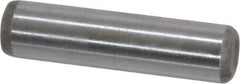 Made in USA - 1/4" Diam x 1" Pin Length Grade 8 Alloy Steel Standard Dowel Pin - Bright Finish, C 47-58 & C 60 (Surface) Hardness, 14,720 Lb (Double Shear), 7,360 Lb (Single Shear) Breaking Strength, 1 Beveled & 1 Rounded End - Exact Tool & Supply