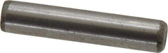 Made in USA - 1/4" Diam x 1-1/4" Pin Length Grade 8 Alloy Steel Standard Dowel Pin - Bright Finish, C 47-58 & C 60 (Surface) Hardness, 14,720 Lb (Double Shear), 7,360 Lb (Single Shear) Breaking Strength, 1 Beveled & 1 Rounded End - Exact Tool & Supply