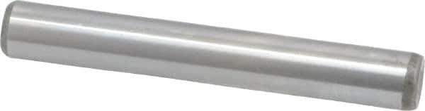 Made in USA - 1/4" Diam x 1-3/4" Pin Length Grade 8 Alloy Steel Standard Dowel Pin - Bright Finish, C 47-58 & C 60 (Surface) Hardness, 14,720 Lb (Double Shear), 7,360 Lb (Single Shear) Breaking Strength, 1 Beveled & 1 Rounded End - Exact Tool & Supply
