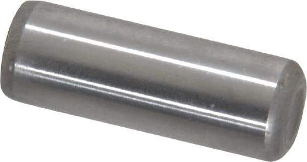 Made in USA - 5/16" Diam x 7/8" Pin Length Grade 8 Alloy Steel Standard Dowel Pin - Bright Finish, C 47-58 & C 60 (Surface) Hardness, 11,500 Lb (Single Shear), 23,000 Lb (Double Shear) Breaking Strength, 1 Beveled & 1 Rounded End - Exact Tool & Supply