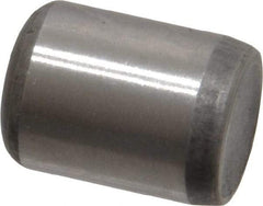Made in USA - 3/8" Diam x 1/2" Pin Length Grade 8 Alloy Steel Standard Dowel Pin - Bright Finish, C 47-58 & C 60 (Surface) Hardness, 16,550 Lb (Single Shear), 33,100 Lb (Double Shear) Breaking Strength, 1 Beveled & 1 Rounded End - Exact Tool & Supply