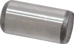 Made in USA - 3/8" Diam x 3/4" Pin Length Grade 8 Alloy Steel Standard Dowel Pin - Bright Finish, C 47-58 & C 60 (Surface) Hardness, 16,550 Lb (Single Shear), 33,100 Lb (Double Shear) Breaking Strength, 1 Beveled & 1 Rounded End - Exact Tool & Supply