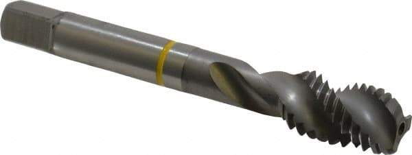 Guhring - 1/2-13 UNC 3 Flute 2B Modified Bottoming Spiral Flute Tap - Cobalt, Bright Finish, 3.381" OAL, Right Hand Flute, Right Hand Thread, Series 3904 - Exact Tool & Supply
