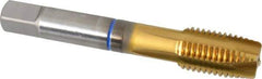 Guhring - M16x2.00 Metric Coarse, 4 Flute, TiN Finish, Powdered Metal Spiral Point Tap - Plug Chamfer, Right Hand Thread, 3-13/16" OAL, 0.945" Thread Length, 0.48" Shank Diam, 6H Class of Fit, Series 3906 - Exact Tool & Supply