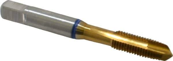 Guhring - 5/16-24 UNF, 3 Flute, TiN Finish, Powdered Metal Spiral Point Tap - Plug Chamfer, Right Hand Thread, 2.72" OAL, 0.71" Thread Length, 0.318" Shank Diam, 2B Class of Fit, Series 3908 - Exact Tool & Supply