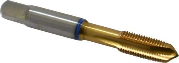 Guhring - 3/8-24 UNF, 3 Flute, TiN Finish, Powdered Metal Spiral Point Tap - Plug Chamfer, Right Hand Thread, 2.941" OAL, 0.79" Thread Length, 0.381" Shank Diam, 2B Class of Fit, Series 3908 - Exact Tool & Supply
