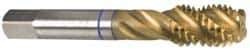 Guhring - 9/16-18 UNF 4 Flute 3B Modified Bottoming Spiral Flute Tap - Powdered Metal, TiN Finish, 3-19/32" OAL, Right Hand Flute, Right Hand Thread, Series 3999 - Exact Tool & Supply