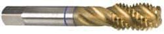 Guhring - 9/16-18 UNF 4 Flute 3B Modified Bottoming Spiral Flute Tap - Powdered Metal, TiN Finish, 3-19/32" OAL, Right Hand Flute, Right Hand Thread, Series 3999 - Exact Tool & Supply