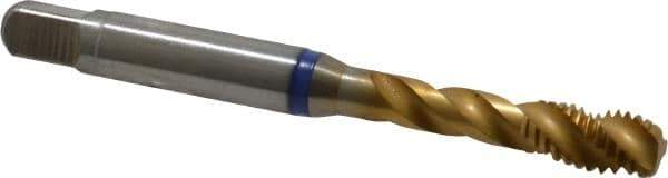 Guhring - M6x1.00 Metric Coarse 3 Flute 6H Modified Bottoming Spiral Flute Tap - Powdered Metal, TiN Finish, 2-1/2" OAL, Right Hand Flute, Right Hand Thread, Series 3909 - Exact Tool & Supply