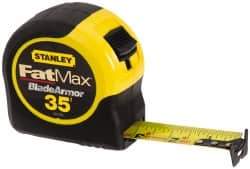 Stanley - 35' x 1-1/4" Yellow Blade Tape Measure - 1/16" Graduation, Inch Graduation Style, Yellow/Black Case - Exact Tool & Supply